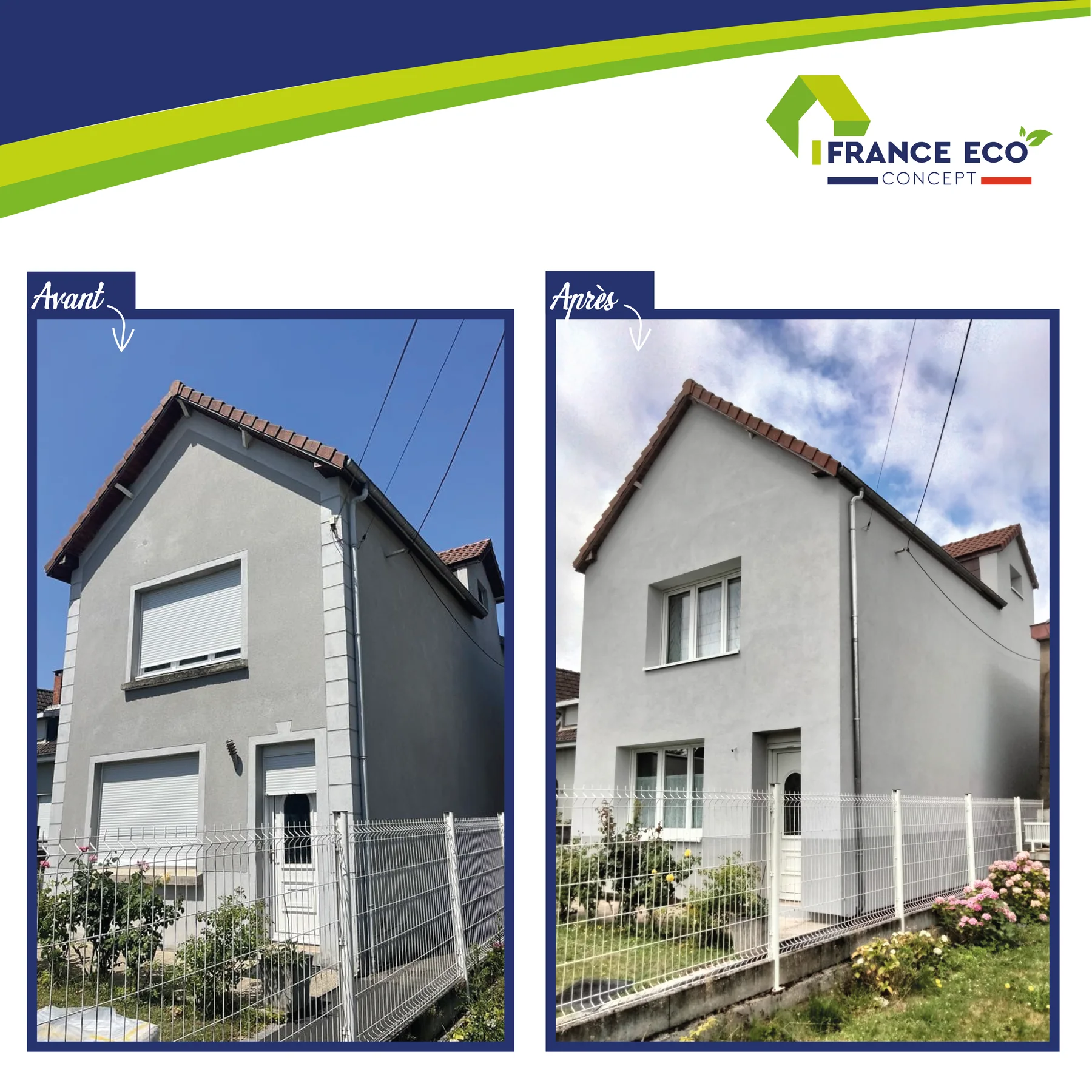 Maison avant et après une isolation thermique extérieure réalisée par France Eco Concept